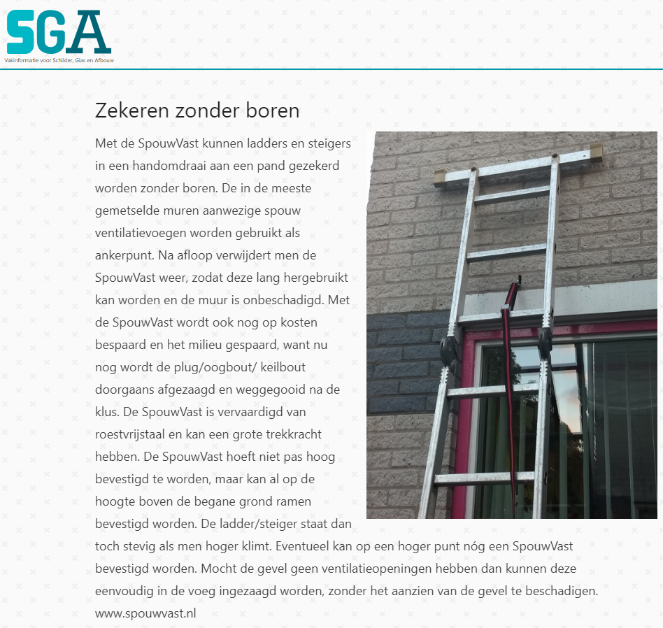 ladder steiger zekeren veilig werken glazenwasser schilder gezonder werken spouwanker muuranker Step