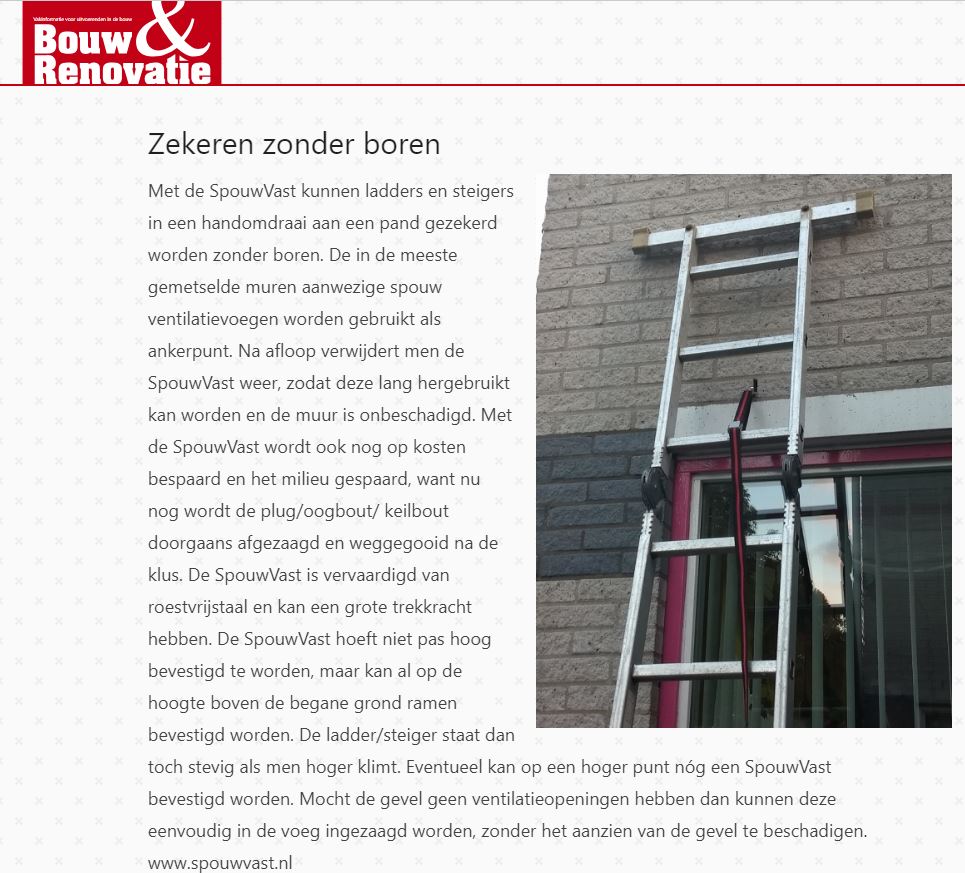 ladder steiger zekeren veilig werken op hoogte renoveren spouwanker muuranker gevelschade